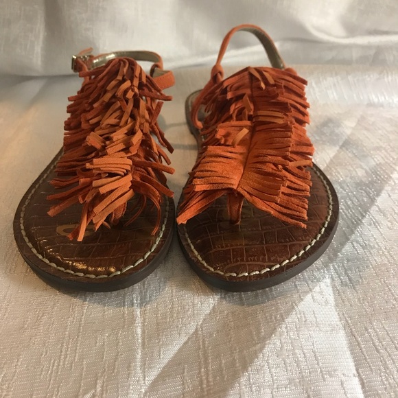 Sam Edelman Orange suede sandals sz 6.5 NBW - Picture 5 of 8